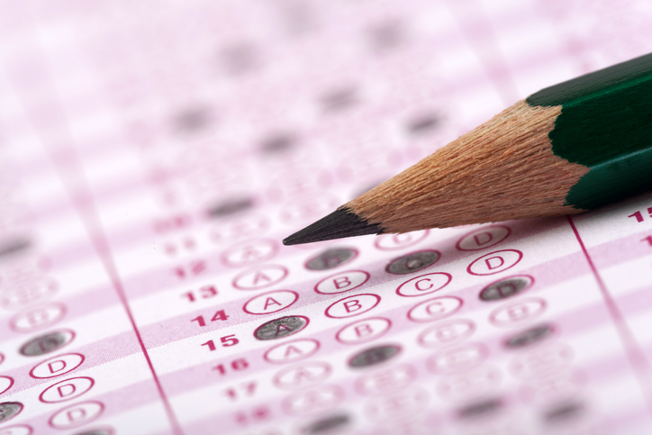Optical form of an examination with pencil - stock photo
