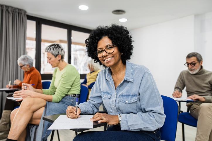 Adults taking a certification test