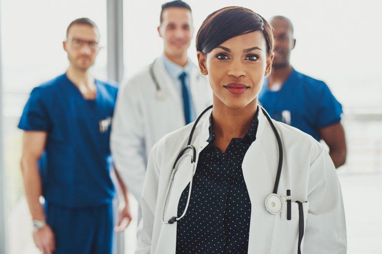 doctors and nurses lined up