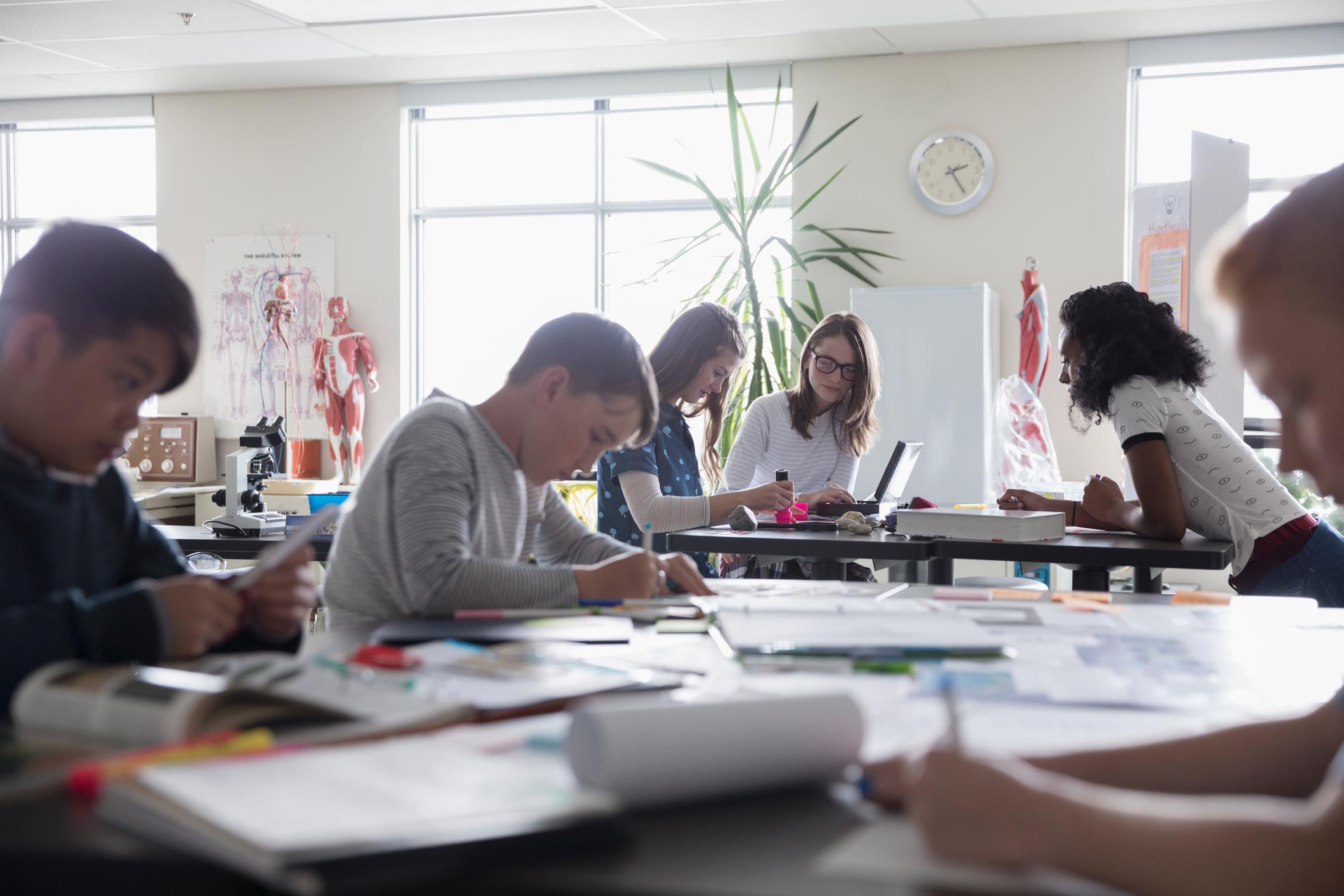 Students working in a classroom setting