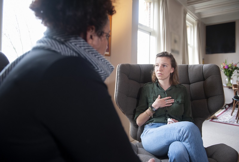Woman visiting a counselor.